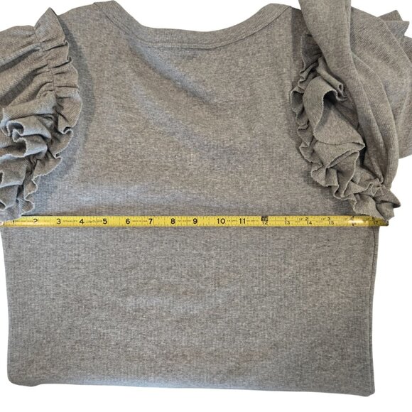 Veronica Beard Scoop Neck Gray Ruffle Long Sleeve Top Medium Like New - Picture 10 of 12